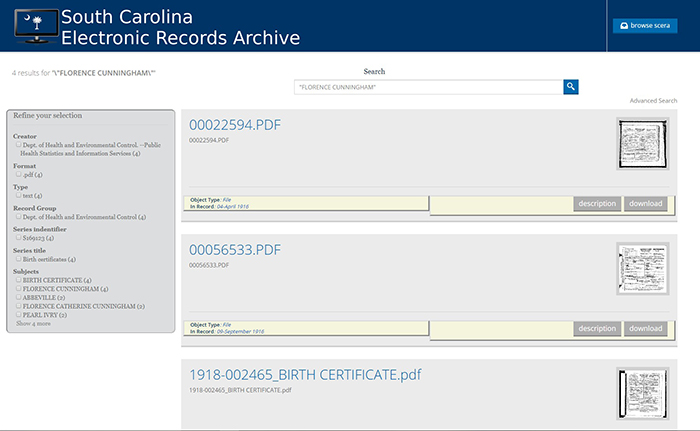 SC Birth Certificates at the Archives SC Department of Archives and