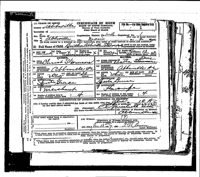 1917 bBirth Certificate