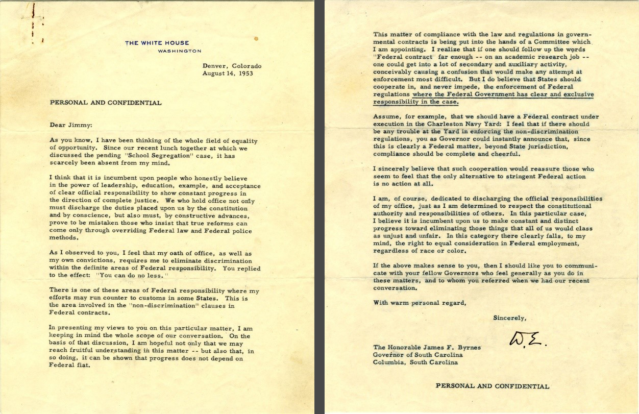 Presidential letter from President Eisenhower
