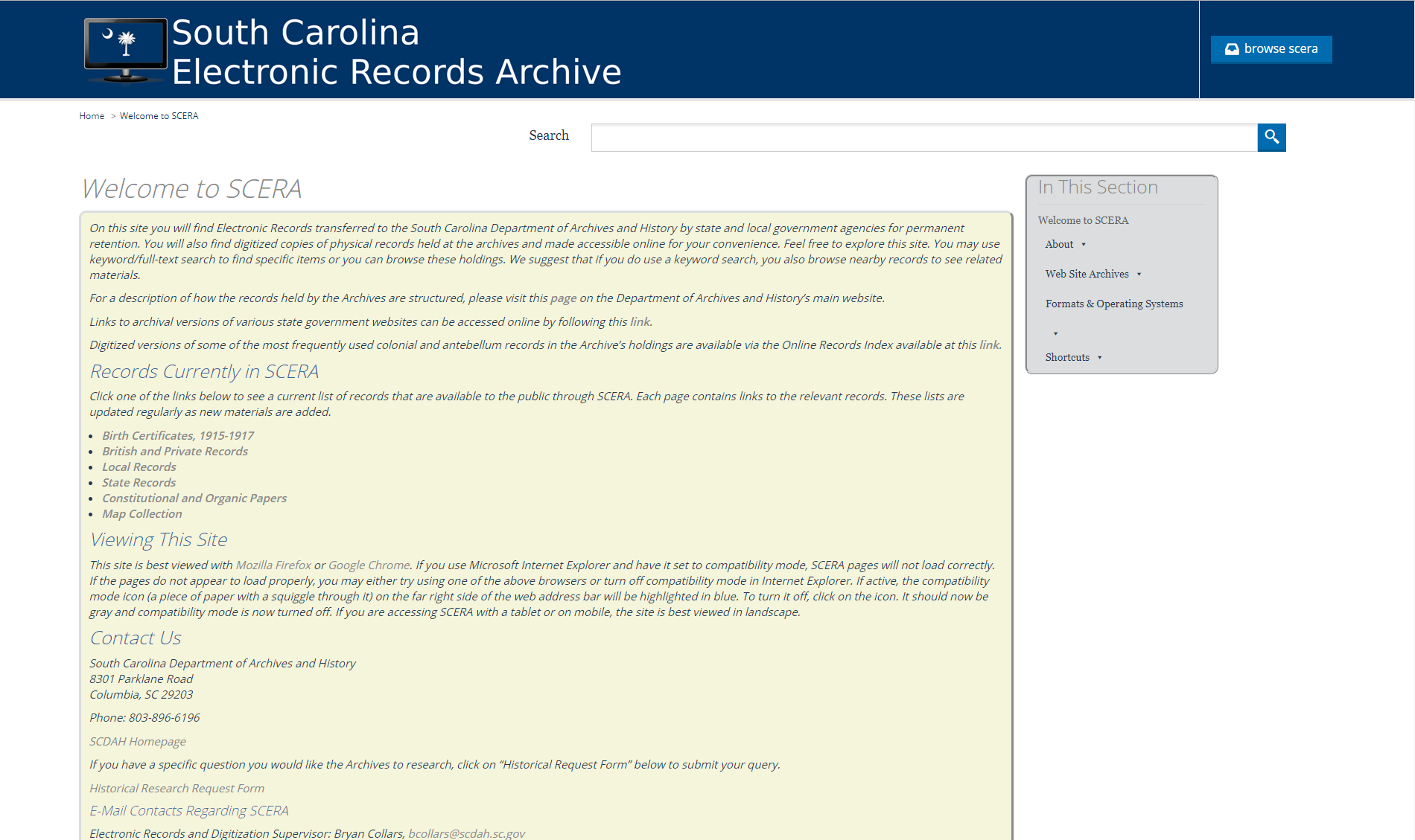 SC Electronic Records Archive