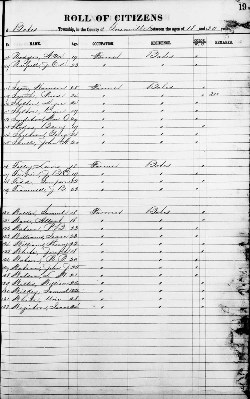 Image of Militia Enrollments of Men Between the Ages of 18 and 30 for Greenville County. S192021: Militia Enrollments of 1869 